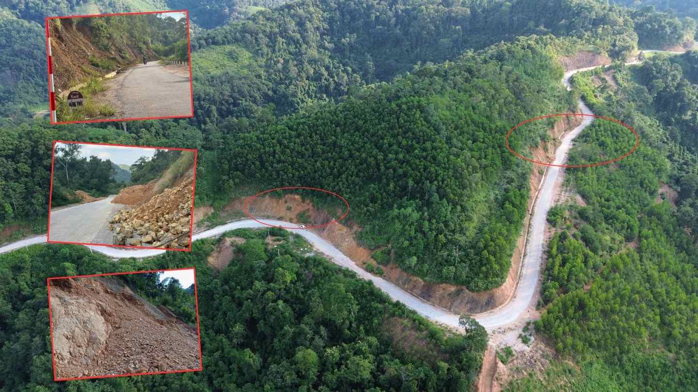 Les glissements de terrain importants et mineurs sur la route DH.60 dans l'ancien district de Binh Gia. Photo : Khanh Linh