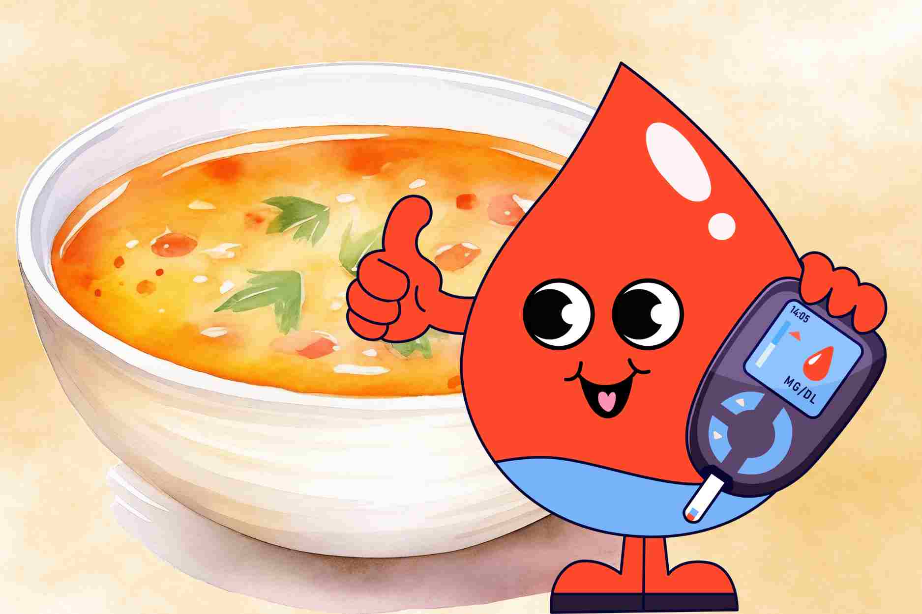 Cool clarified soup helps people with high blood sugar eat easily in hot weather