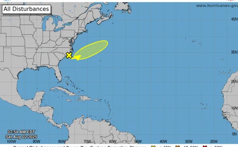 The low pressure on August 3 is forecast to strengthen into a storm in the next few days. Photo: NHC/NOAA