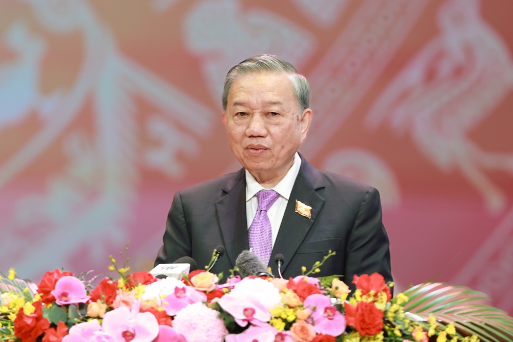 General Secretary To Lam spoke, reviewing the arduous yet glorious 8-year history of the Vietnamese Government. Photo: Hai Nguyen