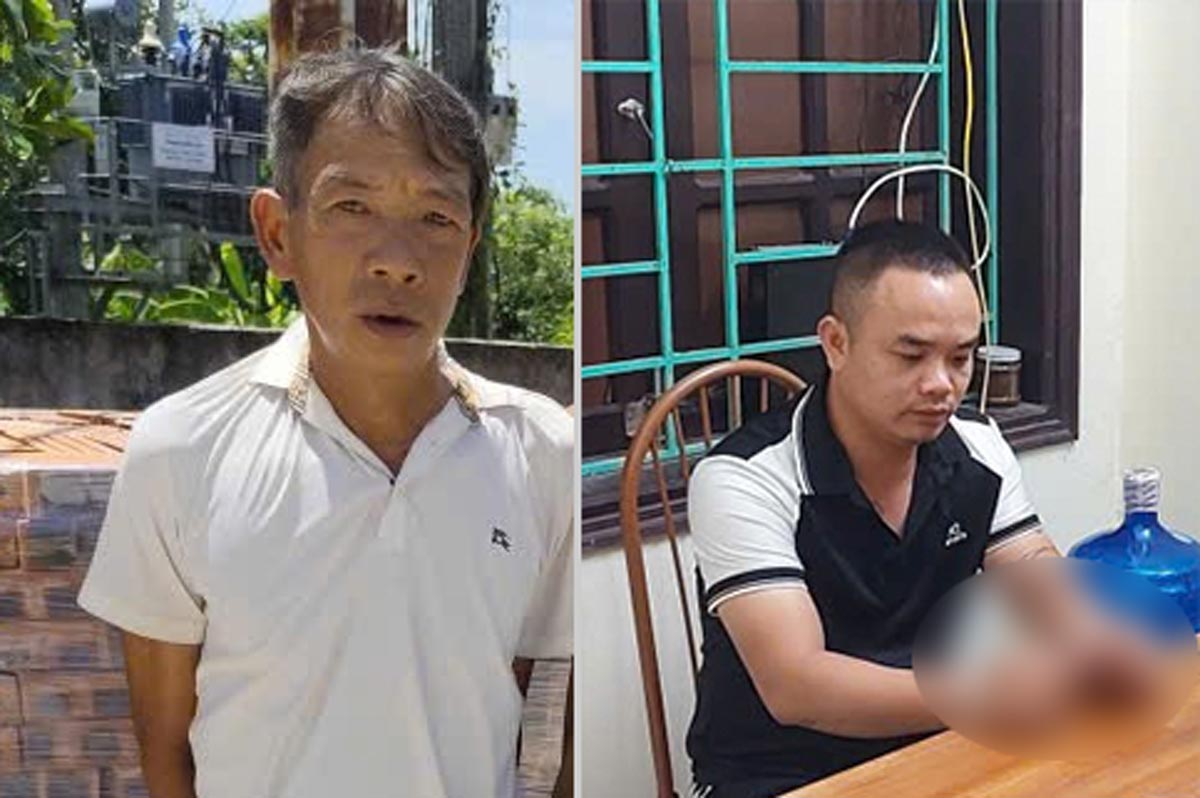 La policia de la comuna de Hung Ha provincia de Hung Yen arresta a 2 sujetos por posesion ilegal de drogas. Foto: Policia de la provincia de Hung Yen