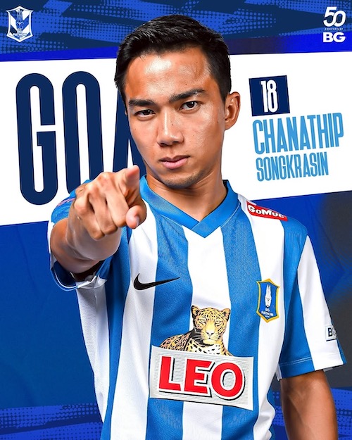 Chanathip Songkrasin ghi ban go hoa cho BG Pathum United. Anh: BPU