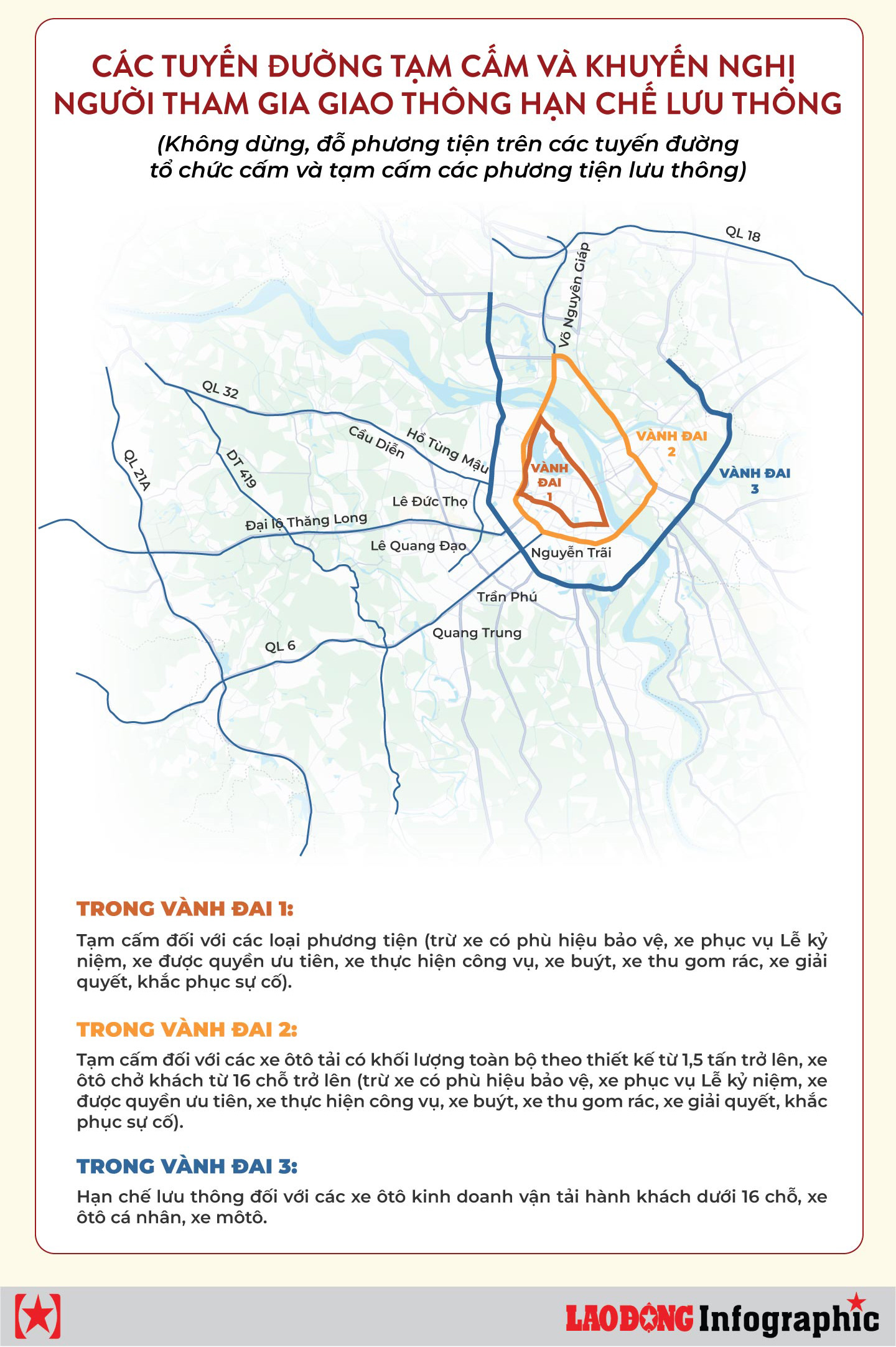 Cac tuyen duong tam cam, han che luu thong tai Ha Noi phuc vu cac hoat dong ky niem 80 nam Cach mang Thang Tam thanh cong va Quoc Khanh 2.9. Do hoa: Nhom PV