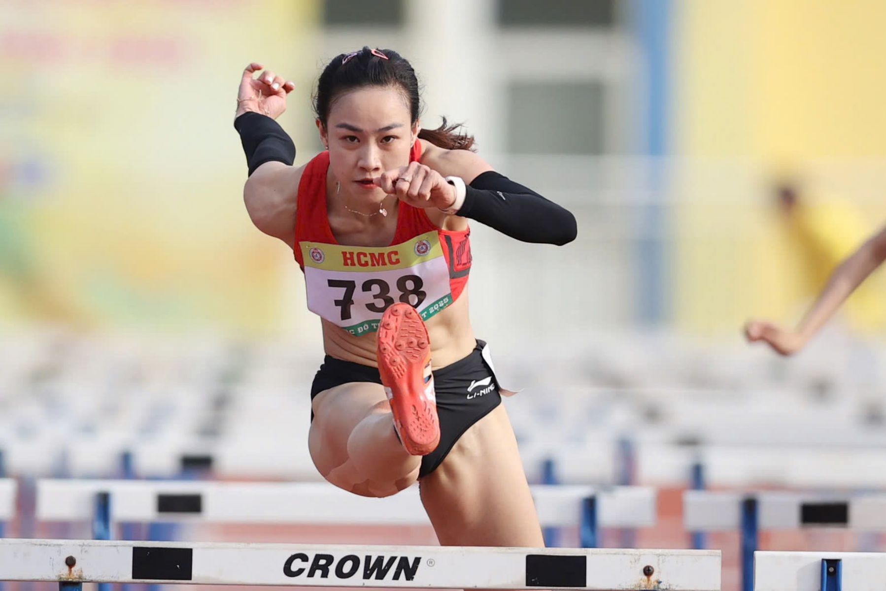 Athlete Huynh Thi My Tien is the current National 100m hurdles champion. Photo: Thanh Vu