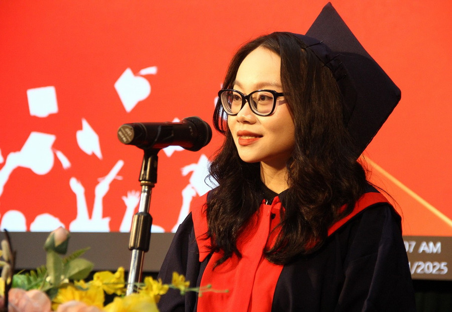  Ngo Hai An - sinh vien nganh Y khoa chia se trong ngay nhan bang tot nghiep. Anh: Hoc vien cung cap 