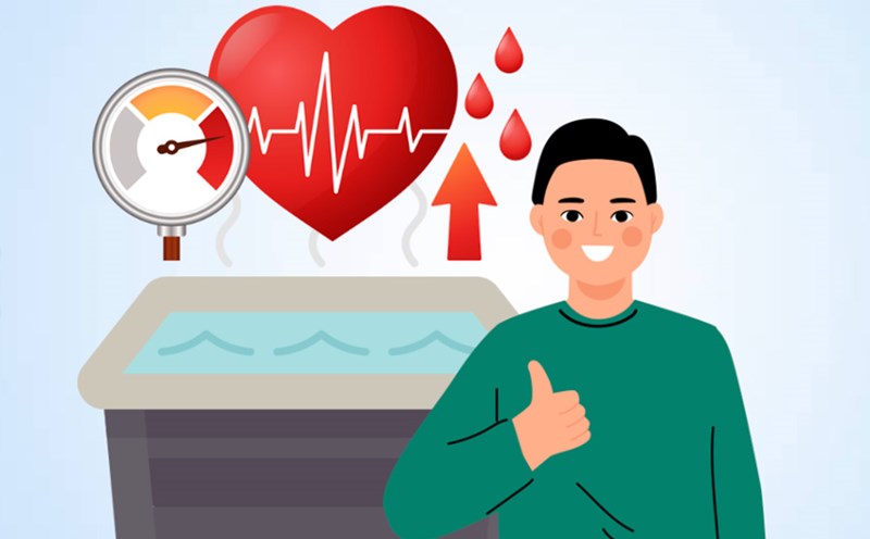 One study shows that showering in hot water in the evening can bring better lower blood pressure than at noon or in the afternoon. Graphics: Dinh Thien