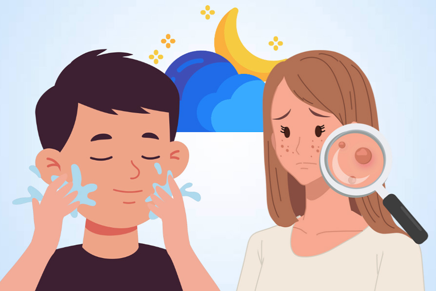 夜に洗顔しないことの結果。イラスト:ティエン・ニャン