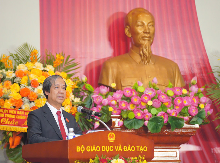 Bo truong Bo GDDT Nguyen Kim Son phat bieu khai mac dai hoi. Anh: MOET 