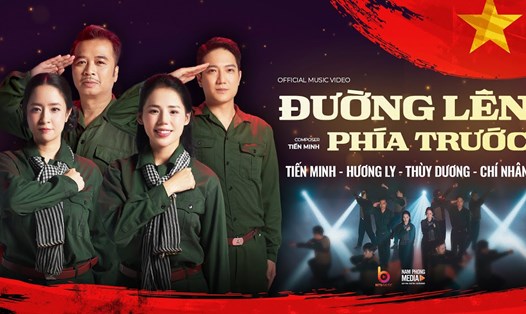 Ca khúc "Đường lên phía trước" do diễn viên, nhạc sĩ Tiến Minh sáng tác. Ảnh chụp từ video