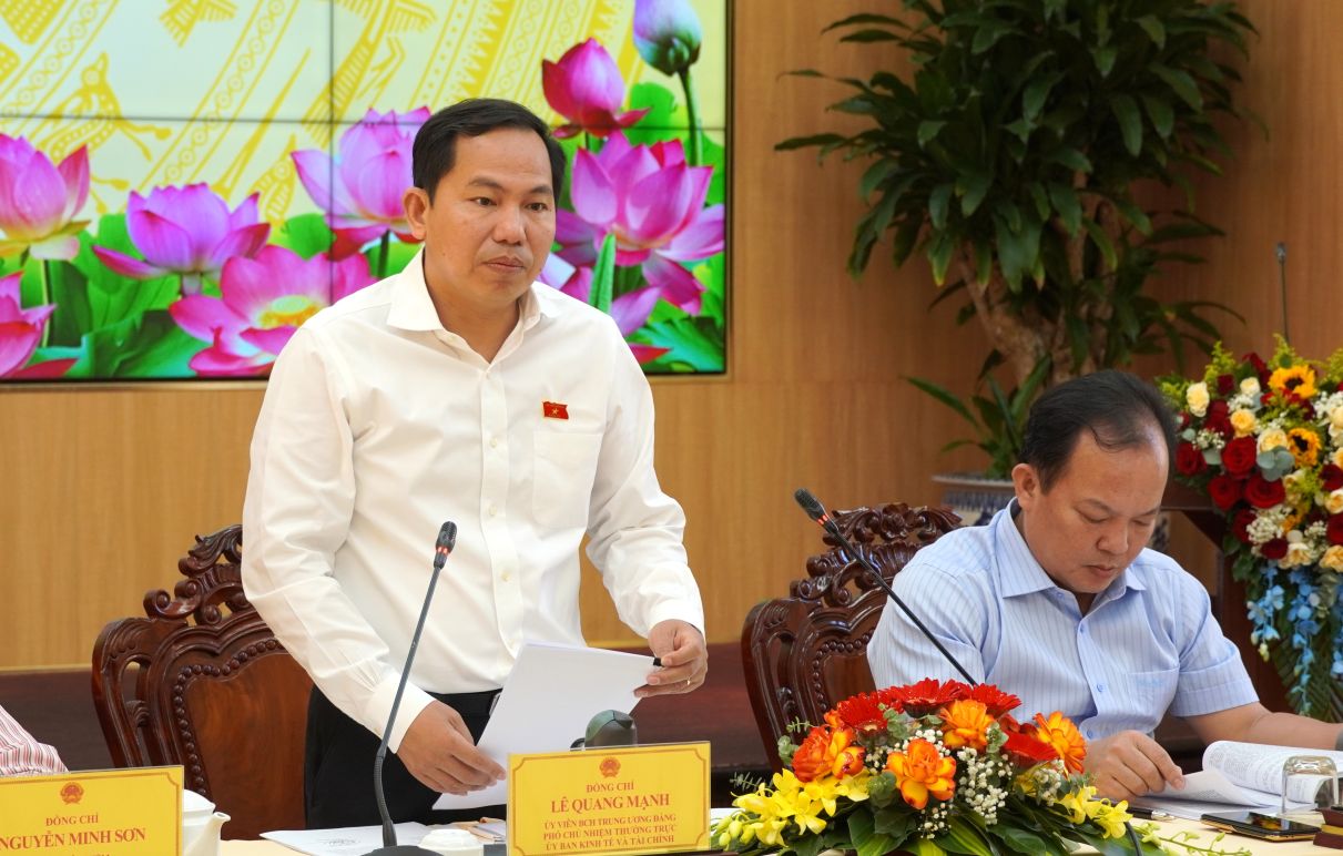 Ong Le Quang Manh, Uy vien Trung uong Dang, Pho Chu nhiem Thuong truc Uy ban Kinh te va Tai chinh cua Quoc hoi, phat bieu tai buoi lam viec voi TP Can Tho. Anh: Phuong Anh