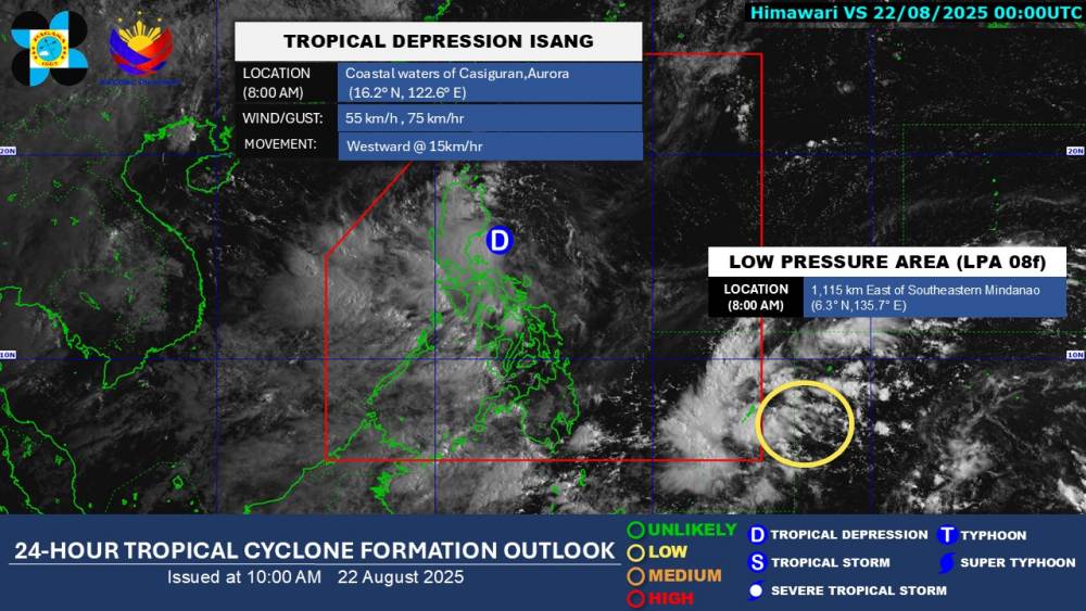 Cap nhat vi tri cua ap thap nhiet doi sap manh len thanh bao gan Bien Dong. Anh: PAGASA