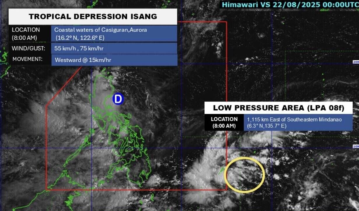 동해 근처 저기압 08e가 열대 저기압 이산으로 강화되었습니다. 사진: PAGASA