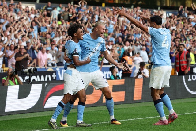 Man City khoi dau Premier League mua giai moi bang mot chien thang an tuong. Anh: AFP 