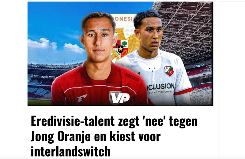 Los medios holandeses se sorprendieron cuando Miliano Jonathans eligio naturalizarse y jugar para la seleccion de Indonesia. Foto: Captura del periodico holandes