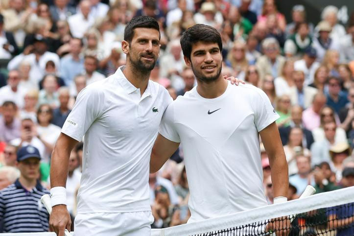 Djokovic and Alcaraz could face each other in the 2025 US Open semi-finals. Photo: Xinhua