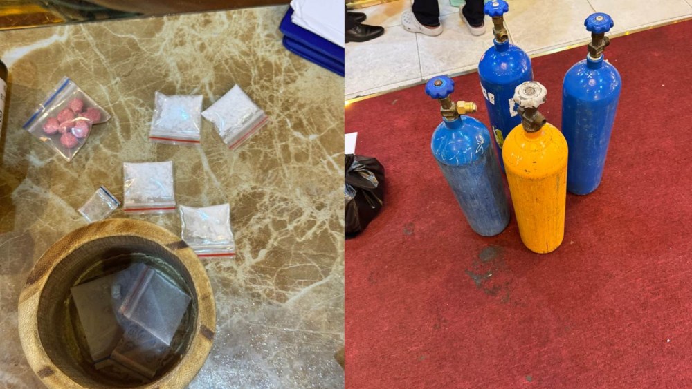 Số tang vật (nghi ma túy) tại quán karaoke ở khu phố 1 Dương Đông, đặc khu Phú Quốc. Ảnh: Công an cung cấp