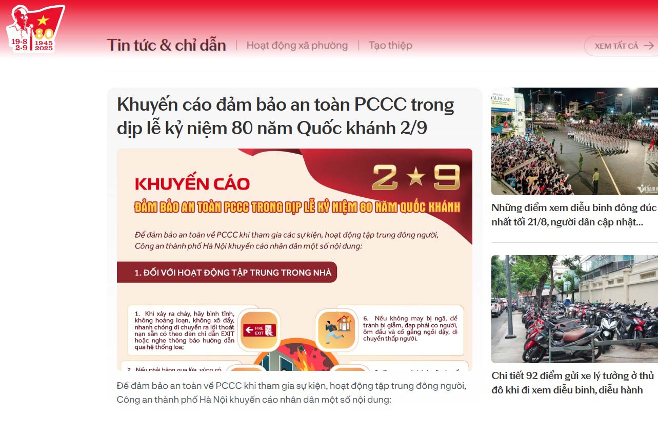 Giao dien tu website. Anh: Huu Vu
