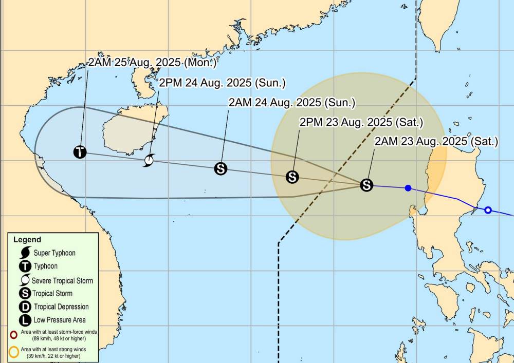 Du bao huong di cua bao so 5 tren Bien Dong. Anh: PAGASA