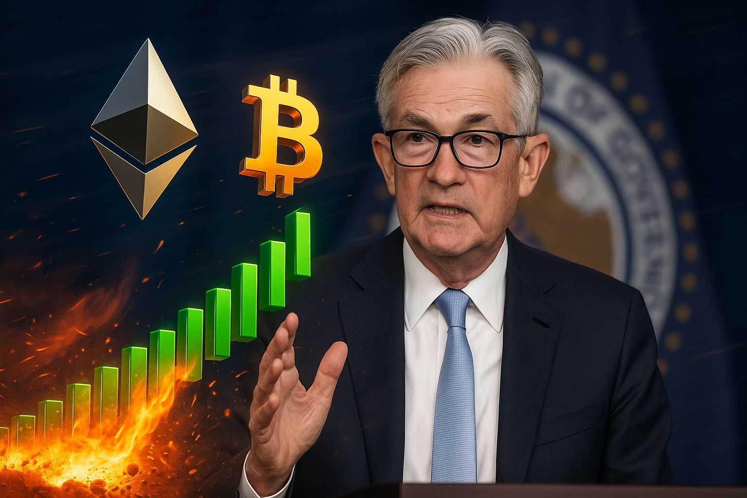 El mercado de criptomonedas (Crypto) explota tras la declaracion del presidente de la FED. Grafico: Long Nguyen.