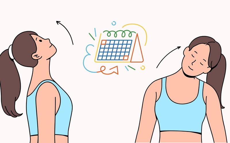 Standing with your neck extended and your chin bent are exercises that help slim your neck and jawline. Graphics: Thanh Thanh
