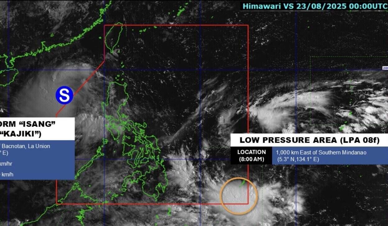 8월 23일 아침 동해상 태풍 5호 카지키 위치 사진: PAGASA