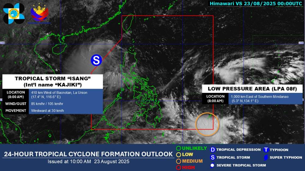 Ap thap noi duoi bao so 5 Kajiki hoat dong gan Bien Dong. Anh: PAGASA