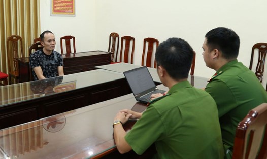 Phạm Đức Thọ tại cơ quan công an. Ảnh: Công an tỉnh Ninh Bình