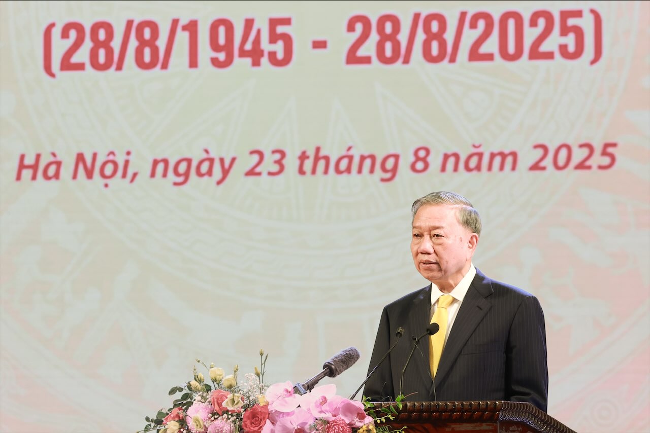 General Secretary To Lam gave a speech at the 80th Anniversary of the Traditional Day of the Cultural Sector (August 28, 1945 - August 28, 2025). Photo: Hai Nguyen