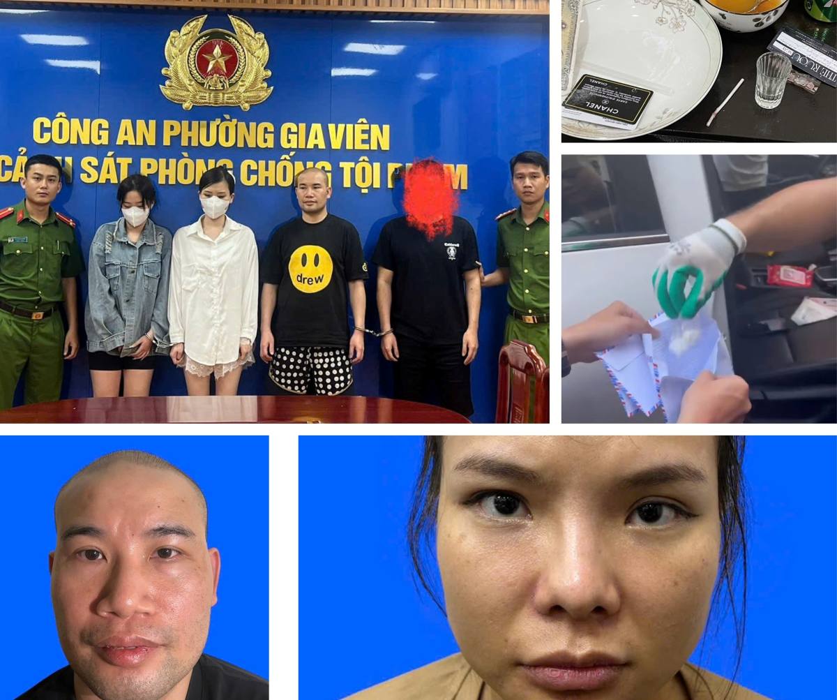 Các đối tượng và tang vật vụ việc liên quan tới tội phạm về ma túy do Công an phường Gia Viên bắt giữ. Ảnh: Công an TP Hải Phòng