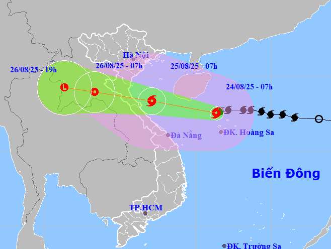Cập nhật hướng đi của bão số 5 Kajiki. Ảnh: Trung tâm Dự báo Khí tượng Thủy văn quốc gia