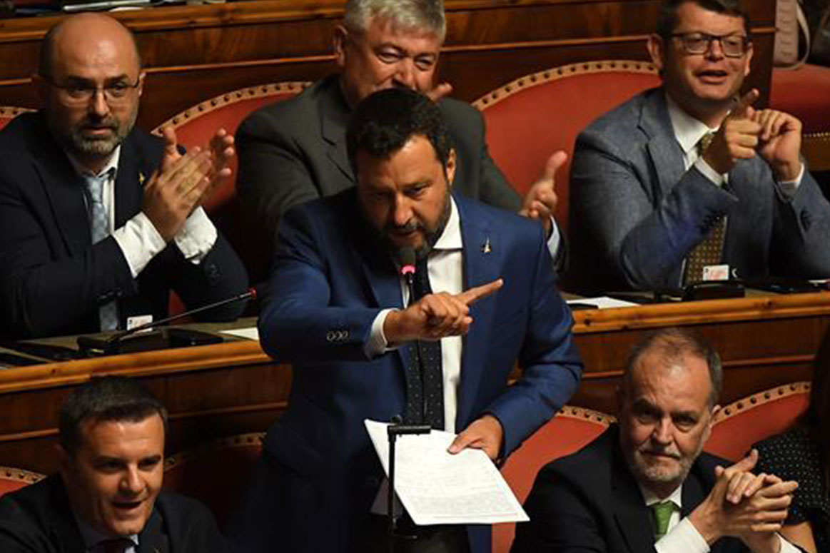Pho Thu tuong Italy Matteo Salvini (giua). Anh: Xinhua