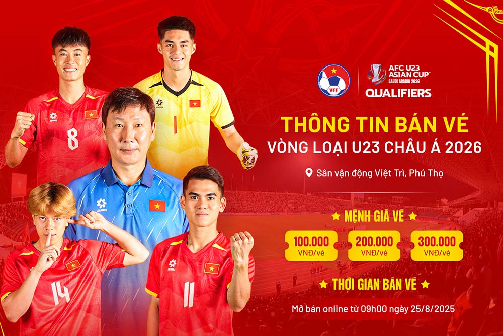 Information on ticket sales for the 2026 U23 Asian qualifiers in Phu Tho province. Photo: VFF