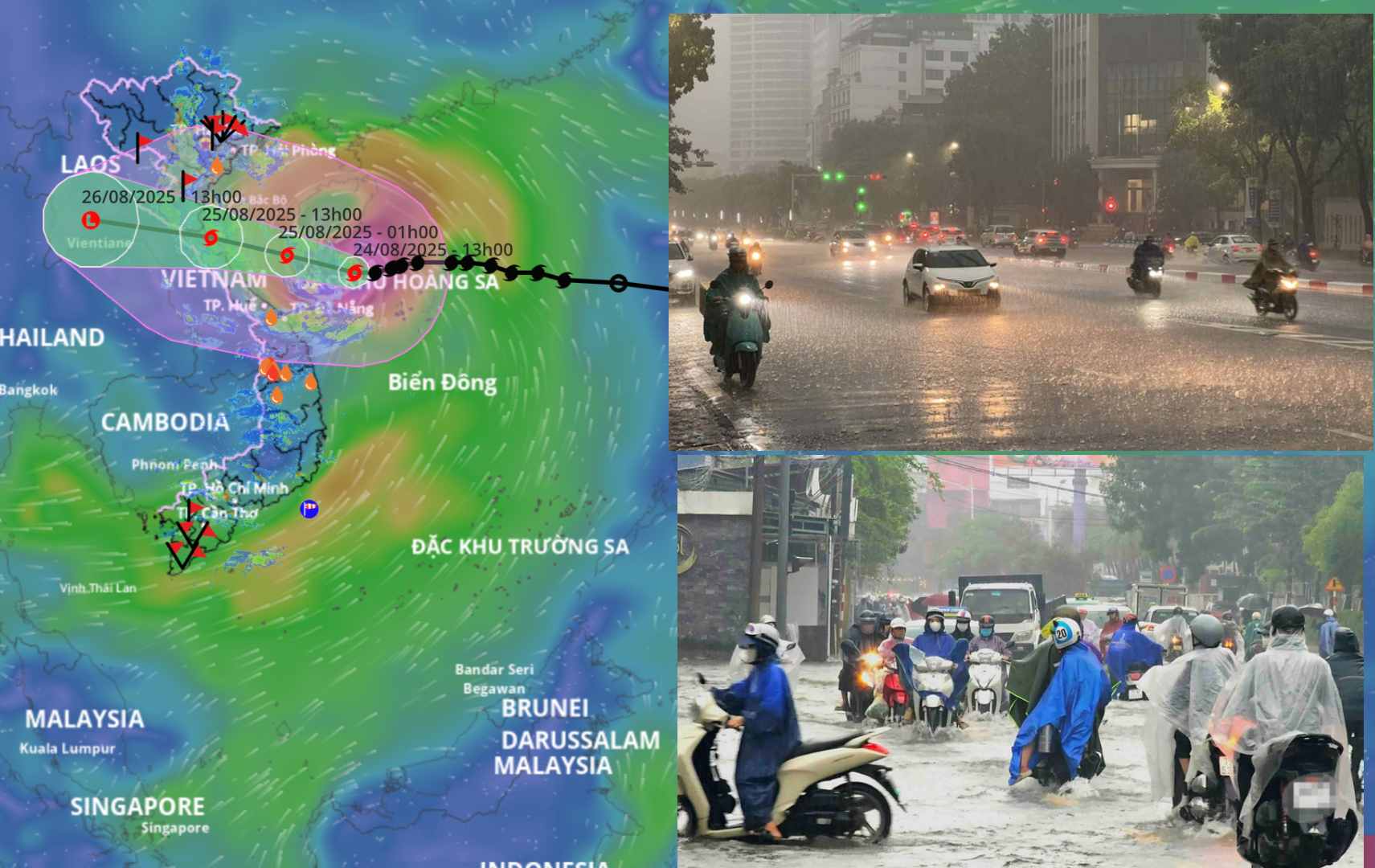 台風5号は今夜8月24日から大雨と強風を引き起こすと予測されています。写真、台風の位置:ベトナム自然災害監視システム