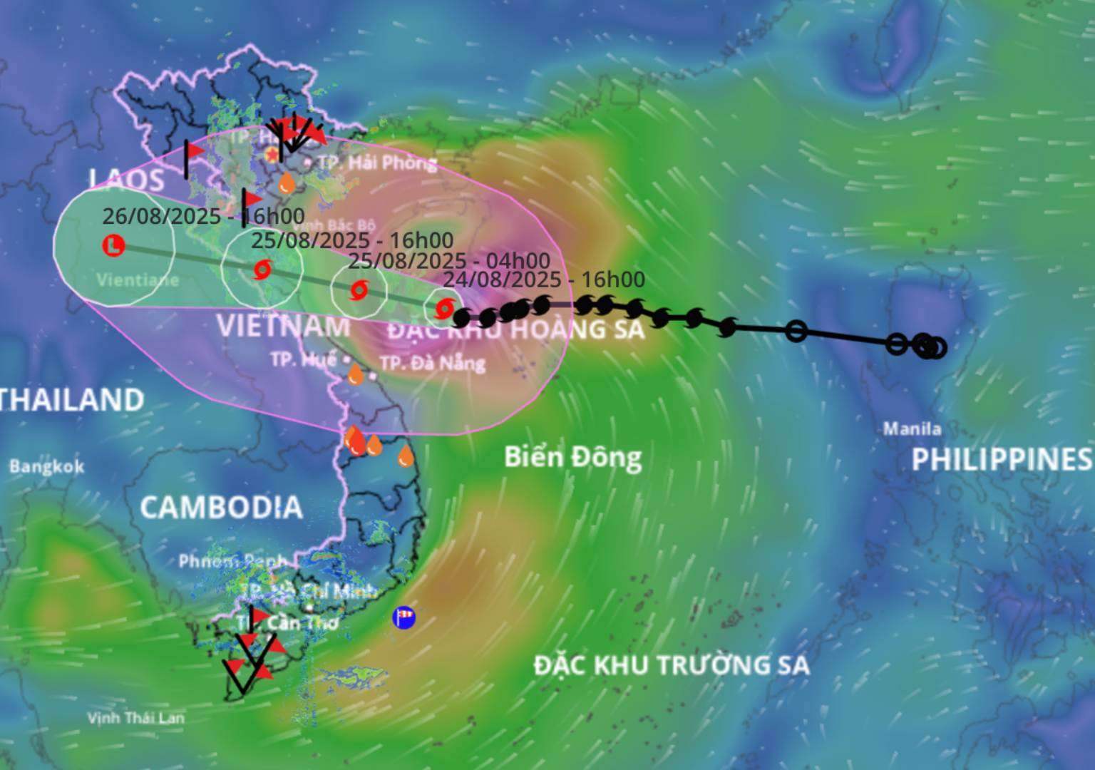 The circulation of storm No. 5 is very large. Storm location source: Vietnam Disaster Monitoring System