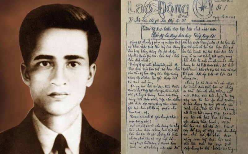 Portrait of tu tu Nguyen Duc Canh - First Editor-in-Chief of Lao Dong Newspaper and Lao Dong Newspaper No. 1 published on August 14, 1929. Documentary photo