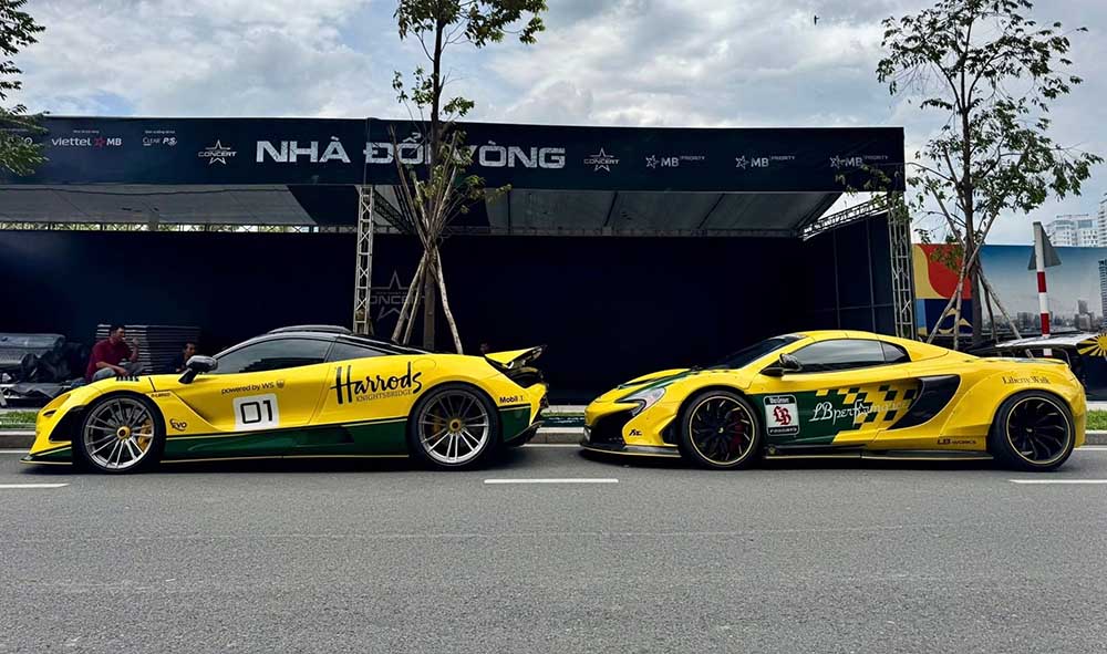 La pareja de supercoches McLaren 650S Spider y 720S con estilo de coche de carreras aparece en Ciudad Ho Chi Minh. Foto: Phuong Ngo