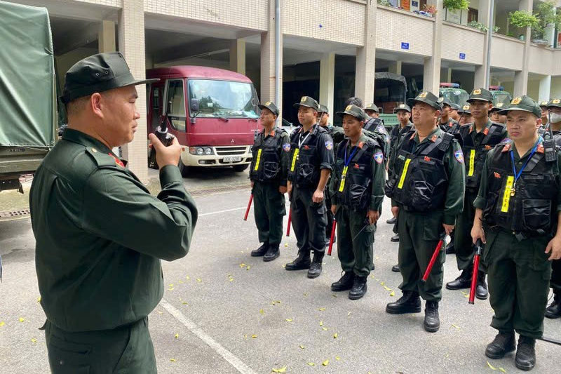 The Special Police Team, Mobile Police Department (Hanoi City Police) ensured the safety of the general parade and parade training session. Photo: Hanoi Police