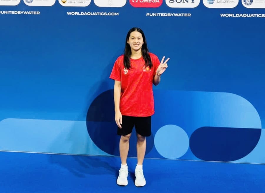 Nguyen Thuy Hien has made efforts to compete in the 2025 World Youth Swimming Championship. Photo: Hoai Viet