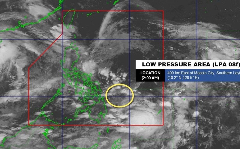 Location of the low pressure after storm No. 5 at 2:00 a.m. on August 25. Photo: PAGASA