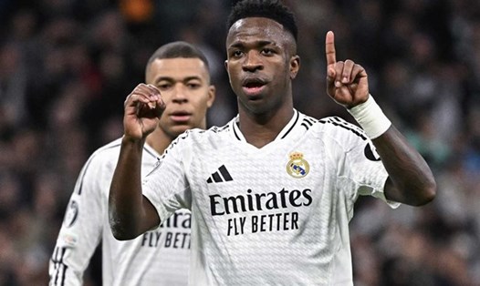 Vinicius và Mbappe cùng lập công trong chiến thắng của Real Madrid. Ảnh: AFP