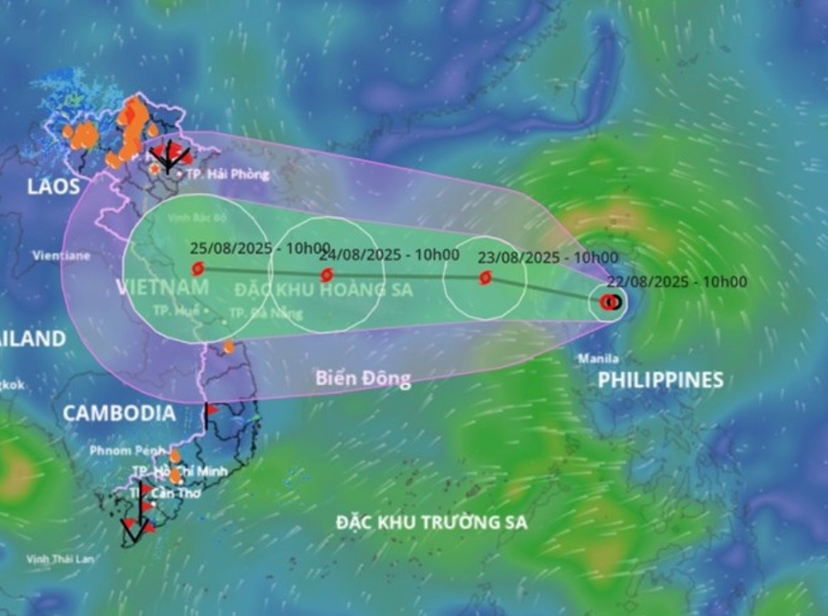Direction du deplacement de la tempete n ° 5 (Kajiki). Photo: BAC NINH E -PORTAL