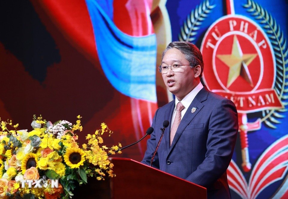 Bo truong Nguyen Hai Ninh doc dien van ky niem. Anh: TTXVN