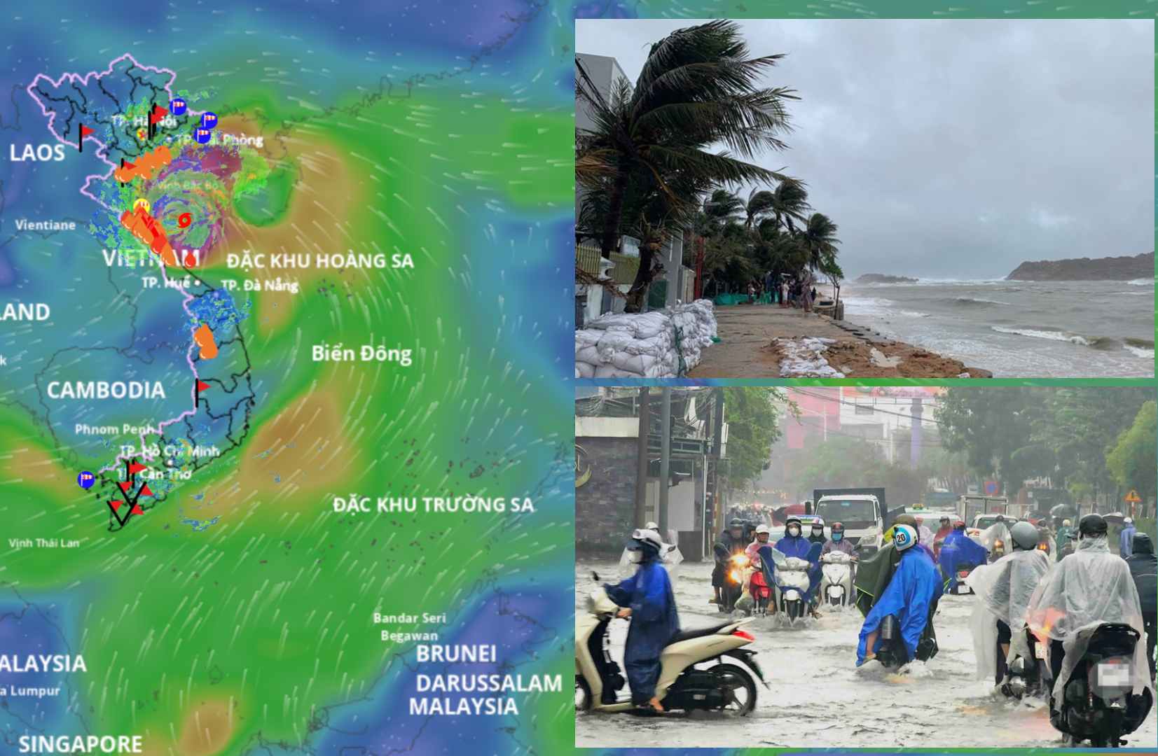 台風5号カキキによる強風が本日8月25日午後12時から18時まで集中する時間帯の予報。情報源:ベトナム自然災害監視システム