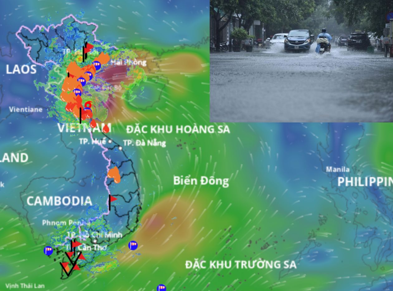 Updated location of storm No. 5 at 2:00 p.m. on August 25. Source: Vietnam Disaster Monitoring System