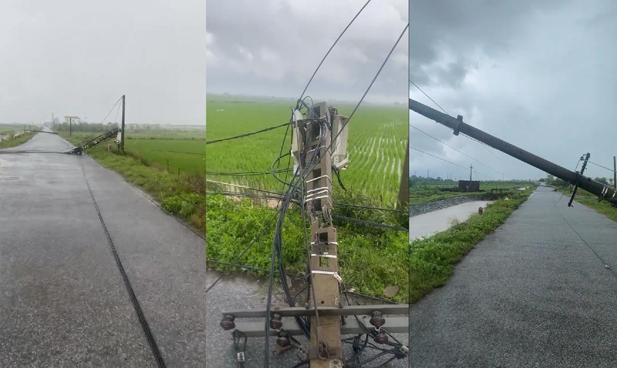 Cot dien do chan ngang duong di o thon Dai Dong, xa Lien Minh, tinh Ninh Binh. Anh: Cat tu video