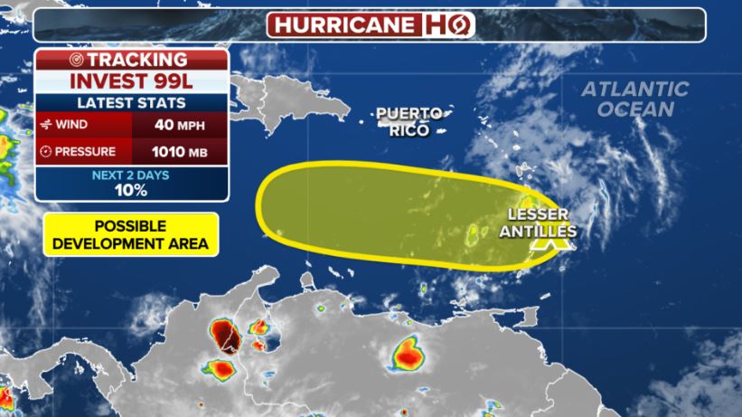 NHC dang theo doi sat ap thap 99L. Anh: Fox Weather