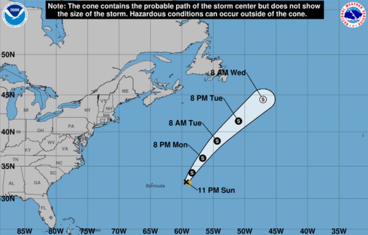 Pronostico de la trayectoria de la tormenta numero 6 Fernand. Foto: NOAA