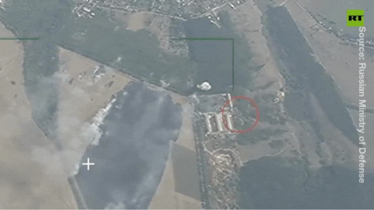 The Ukrainian field camp was destroyed by the Russian army. Photo: Cut from video of the Russian Ministry of Defense