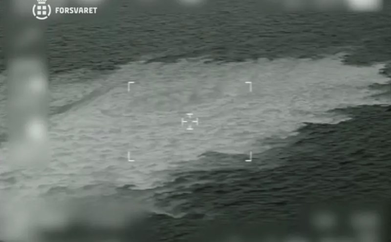 Gas leak at the Nord Stream pipeline in the Baltic Sea in September 2022. Photo: Danish Defense Command