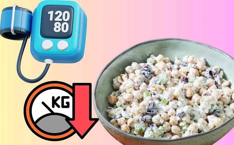 Chickpea - cranberry - walnut salad helps lose weight. Graphics: Ha May